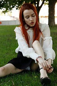 Russian Redhead Luba Cherisova White Panty Flashing In Public